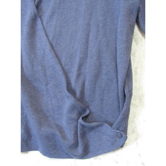 NIC+ZOE Wrap Cardigan Womens PL Blue Excellent Cotton Lyocell Draped V-Neck - Picture 3 of 9